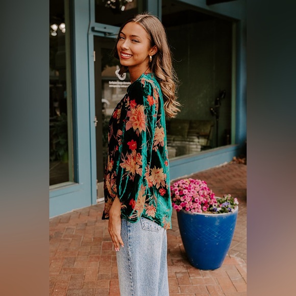 Vici Forest Fairy Burnout Velvet Blouse Top - Picture 3 of 9